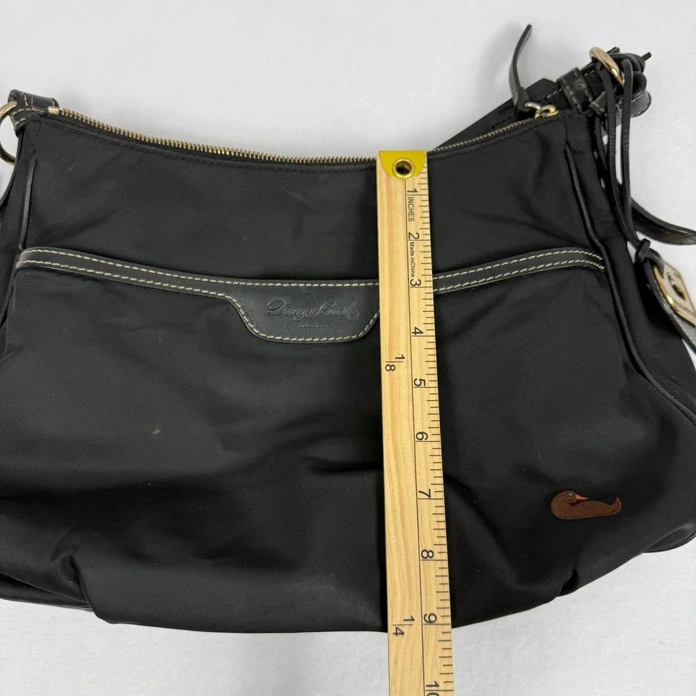 DOONEY & BOURKE Black Nylon Hobo Shoulder Bag Leather trim pink lining READ‎